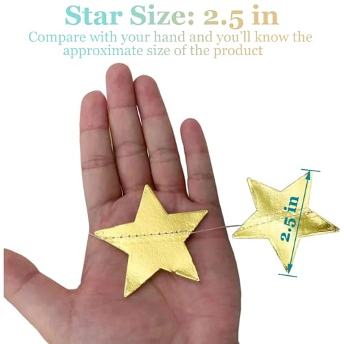 Yzurbu 130ft Gold Star Garland, 10 Strings Double Side Hanging Sparkly Paper Star Banner Decorations for Birthday Wedding Bachelor Baby Shower Christmas Bachelorette Party - size: Gold - 130 Feet