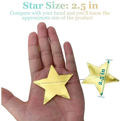 Yzurbu 130ft Gold Star Garland, 10 Strings Double Side Hanging Sparkly Paper Star Banner Decorations for Birthday Wedding Bachelor Baby Shower Christmas Bachelorette Party - size: Gold - 130 Feet