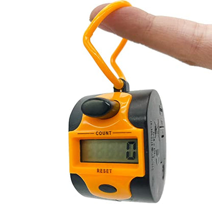 Tally Counter Digital LCD Electronic Handheld 5-Digit Number Count Clicker - color: Yellow