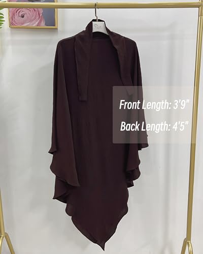 Muslim Prayer Abaya Islamic Women's Khimar Pure Color Hijab Dress Long Sleeve Dubai Kaftan - color: Brownhijab