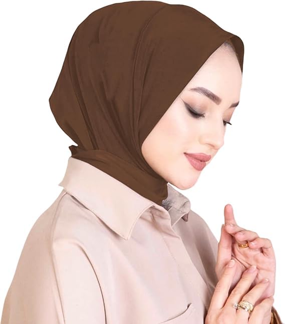 AIBEARTY Women Fashion Instant Muslim Turban Hijab with Snap Fastener Breathable Headscarf Bonnet Cap Turban Hat Shawl - color: Modal Brown-3 Buttons