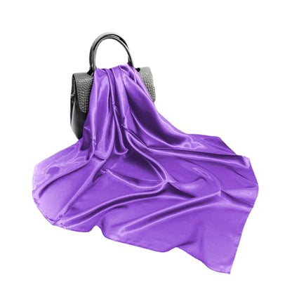 Elegant Satin Jersey Muslim Hijab Scarf Square Soft Head Wrap Scarves Shawl for Women Girls - color: Bright Purple(90*90cm)