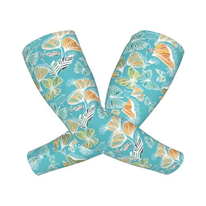 Arm Sleeves Outdoor Garden Sports Cooling Sun Sleeve for Women Men Farm - color: Abstract Butterfly
