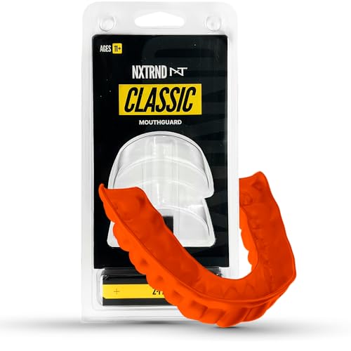 2 Pack Nxtrnd Classic Mouthguard, Custom Fit Sports Mouthpiece for Football, Boxing, MMA, Basketball, Hockey, Lacrosse, Youth & Adult (Orange) - color: Orange