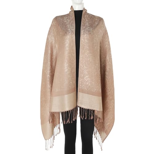 TUSHUSTY Pashmina Feel Rave Scarf Shawl Wrap for Women Men - color: Taupe