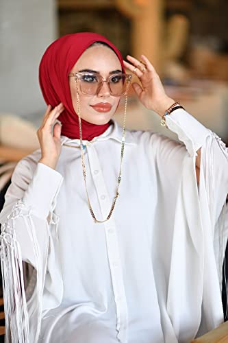 para life Snap Hijab for Women, Breathable Instant Hijabs|Standard Size Stretchable Cotton Sandy|Jersey Undercap - color: Red