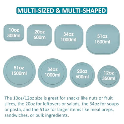 100% Silicone Food Storage Containers with Lids, 8 Pack, 10oz to 51oz, Reusable Leakproof Nesting & Stackable Silicone Bento Lunch Box, Microwave Freezer Dishwasher Oven Safe, BPA Free, Slate Green - color: Slate Green | 8 Pack