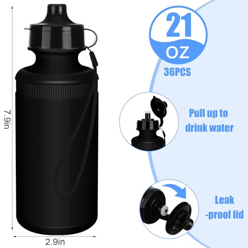 Zubebe 36 Pcs Sports Water Bottles Bulk Squeeze Reusable Bpa-free Plastic Water Bottles End of the Year Gifts Summer Gifts for Students School Travel Hiking Cycling Event Team Gift - color: Black