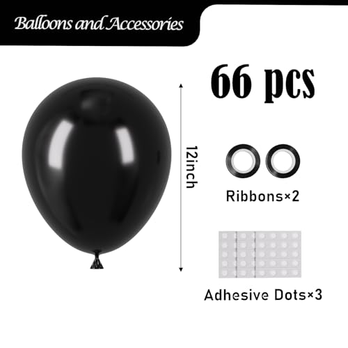 Voircoloria 66pcs Black Latex Party Balloons, 12inch - color: 04 Black, size: 12 inch - 66pcs