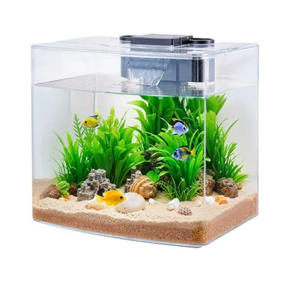 VEVOR Fish Tank Aquarium, 3.5 Gallon, Arch Design, Ultra-Clear GPPS Smart Tank with Adjustable 3-Color Lighting, Self-Cleaning System for Freshwater & Saltwater Fish - Home, Office Use