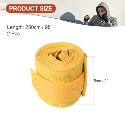 PATIKIL Boxing Hand Wraps, Elastic Boxing Wraps Cotton Fist Mitts Wrist Straps Protection for Muay Thai Martial Art - color: Yellow, size: 98 inch