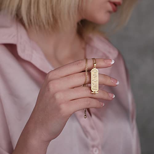 Personalized Cartouche Pendant Name Necklace, Hieroglyph Egypt Jewelry (XS, 925k sterling silver) (S, 925k sterling silver)