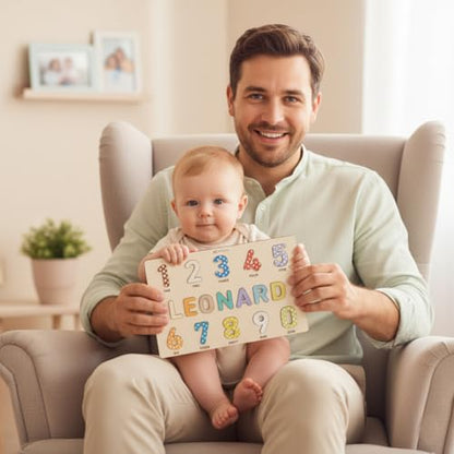 Personalized Wooden Name Puzzle for Kids Personalized Baby Name Puzzle for Toddlers Personalized Baby Gifts First Birthday Gift Wooden Puzzles Custom Toddler Learning - Set 1 - style: Numbers - 10 Figures