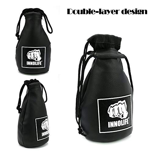 INNOLIFE Boxing Slip Bag, Dodge Hide Speed Bag Maize Ball Leather Ball for Reflex Training, Boxing, Kickboxing, MMA Pendulum Training, Red - style: Black (Without Filler)