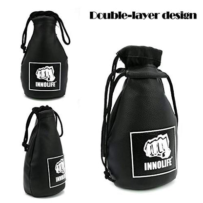 INNOLIFE Boxing Slip Bag, Dodge Hide Speed Bag Maize Ball Leather Ball for Reflex Training, Boxing, Kickboxing, MMA Pendulum Training, Red - style: Black (Without Filler)