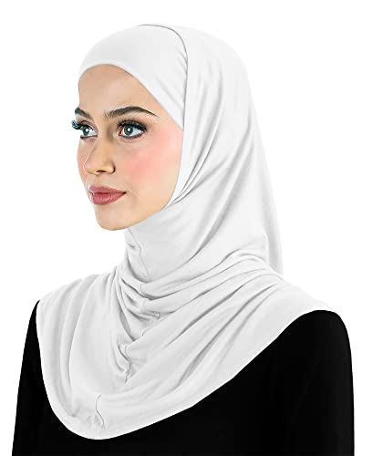 Cotton Amira Hijab 2 piece Head Scarf for Women Hood & Tube Cap Set - color: Large - White