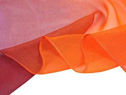 uxcell Women'sChiffon Sheer Long Scarf Silky Gradient Party - color: Orange Purple
