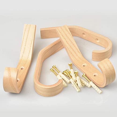 4 Pack Natural Wood Coat Hanger, Wall Hooks Mounted for Coats, Hats, Bags, Towels. - size: 4-Hook Pack