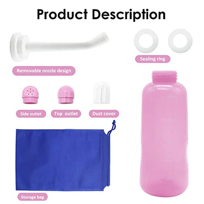 Peri Bottle Postpartum, RUFCRIL 500ml Bidet Bottle, Upside Down Peri Bottle, Boilable TPE, Travel Bag, for Perineal Care, Hemorrhoid Care, Feminine Cleansing & Baby (Pink) - color: Pink