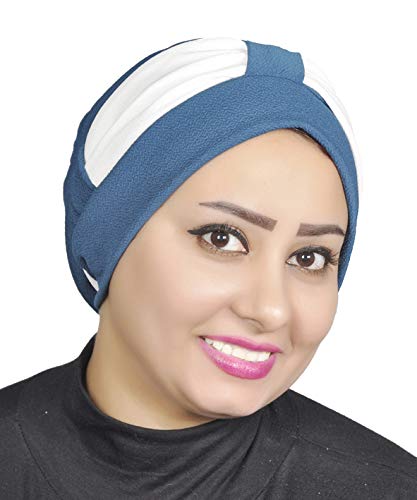AL AMIRA Women's Stretch Turban Headwrap – Soft Spandex Blend Hijab Cap, Pre-Tied Head Cover, Vibrant Colors - color: Tq
