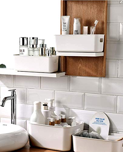 Set Of 6 Plastic Storage Bins,10×7×6 inch Versatile Kitchen Pantry Organization and Storage,for Plastic Storage Container Under Bed,Under Sink Bathroom Organizer (White, 6XS) - size: 6 XS