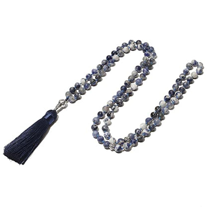 Tasbih Prayer Beads Allah & Muhammad Islamic Prayer Rosary Muslim Islam Misbaha Tasbeeh Sibha 99 Prayer Beads Necklace 33 Prayer Beads Bracelet - color: 8mm Flower Sodalite+99beads