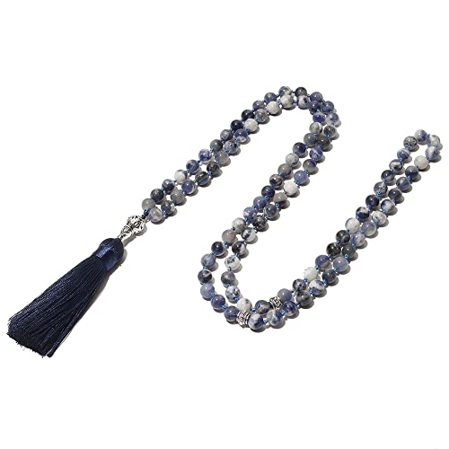 Tasbih Prayer Beads Allah & Muhammad Islamic Prayer Rosary Muslim Islam Misbaha Tasbeeh Sibha 99 Prayer Beads Necklace 33 Prayer Beads Bracelet - color: 8mm Flower Sodalite+99beads
