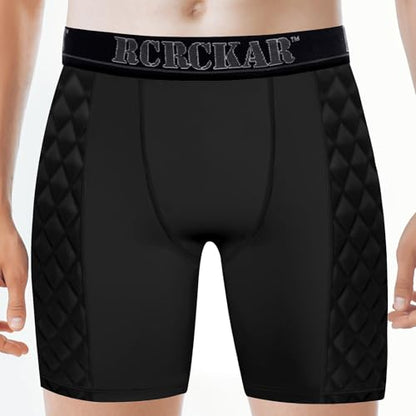 Baseball Sliding Shorts Protective Athletic Compression Underwear w/Cup Baseball Football Lacrosse - color: Black, size: Large