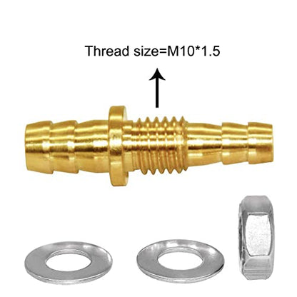Joywayus 5/16" to 3/8" Reducer Hose Barb Thru-Bulk Head Union Brass Fitting | With Flat Washer Gasket, For Water/Fuel/Air, Hose Connection, Leak-Proof Barb Connector - size: 5/16"×3/8", style: 1PCS