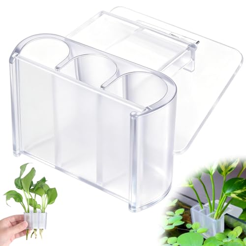 sogiv 3 Holes Aquatic Plant Cups, Hanging Aquarium Plant Holder for Fish Tank Plants Potting, Aquascape Accessories Decorations, Clear, 1 Pcs - color: Clear, 1 Pcs