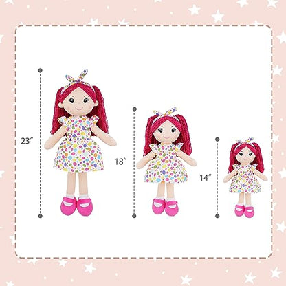 June Garden 18" Snuggle Cuties Sophie - Soft Cuddly Plush Doll Gift for Girls - Huggable Rag Doll - Pink L - color: Pink Sophie, size: Large