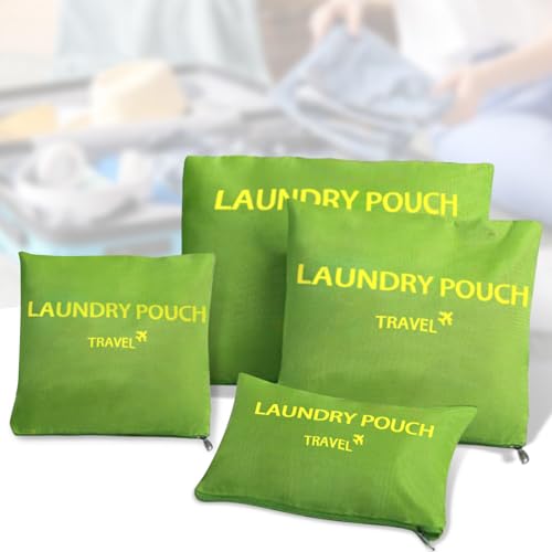 Travel Organizer 4 Set Travel Storage Bags Multi-functional Luggage Packing Organizers Traveling Zipper Pouch for Cosmetics Passport, Socks(Green) - color: Green