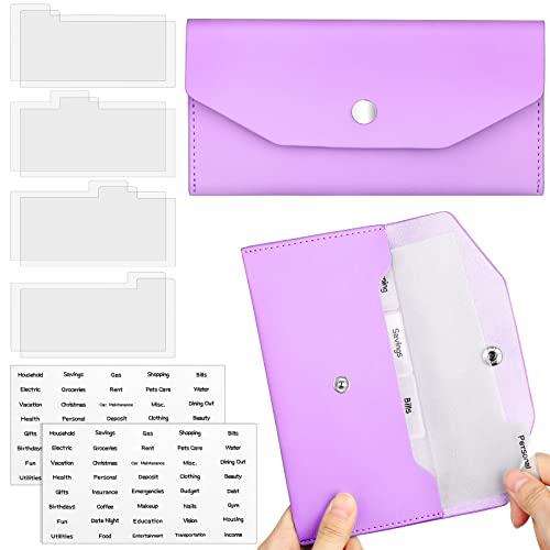 Frienda Cash Envelope Wallet Budget 8 Dividers, Purple, Classic - color: Purple, style: Classic