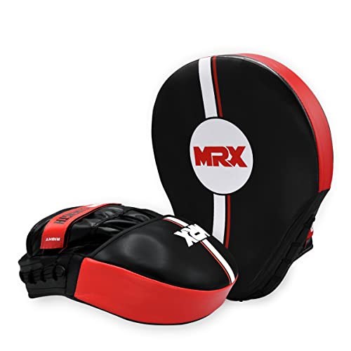 MRX Gel Tech Boxing Hook & Jab Pads MMA Focus Punching Mitts Training Thai Kick Strike Shield Curved Black/White - color: Black/Red