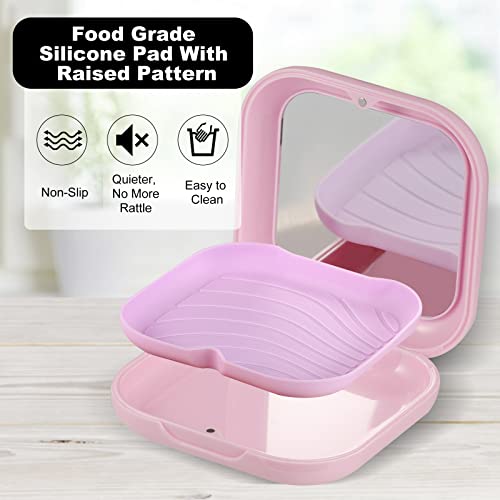 Retainer Case, Slim Aligner Case with Mirror, Compatible with Invisalign, Night Guard and Mouth Guard, Premium Retainer Case, With Aligner Remover Tool, Chew & Brush, Pink - color: Square: Pink