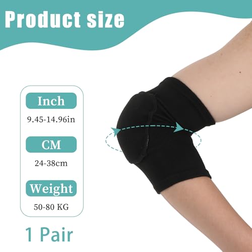 1 Pair Elbow Pads, Breathable Arm Brace Pads Anti-Collision Elbow Protector Strap Support Fitness Volleyball Basketball Tennis Golfers Arm Protector with Padded for Men and Women Elderly (Black)
