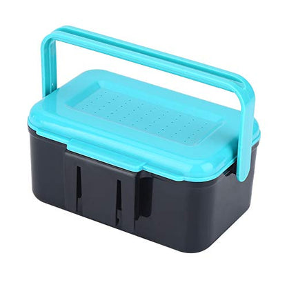 Fishing Lure Boxes, Portable Plastic Fishing Bait Holder Box with Carry Handle Waist Buckle 2 Compartments for Fishing Lovers