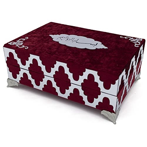 Modefa Islamic Turkish Holy Quran in Arabic with Keepsake Velvet Gift Case & Prayer Beads (Red #418) - color: Red #418