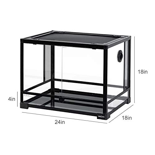 REPTI ZOO Large 34 Gallon Reptile Glass Tank,Front Opening Double Hinge Door 24" x 18" x 18", Screen Ventilation Terrarium (Backgrounds not Include) - size: 24" x 18" x 18"