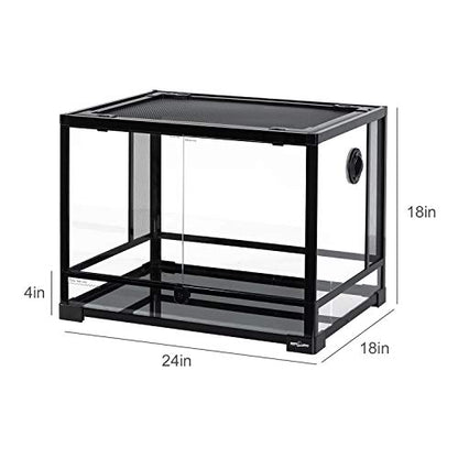 REPTI ZOO Large 34 Gallon Reptile Glass Tank,Front Opening Double Hinge Door 24" x 18" x 18", Screen Ventilation Terrarium (Backgrounds not Include) - size: 24" x 18" x 18"