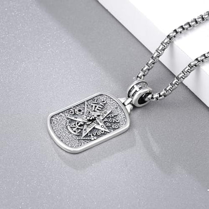 Western Catus/Knights Templar/St Michael/Santa Muerte/Praying Hand/Spartan/Virgin Mary/Tetragrammaton/Wrestlers/Allah Necklace Sterling Silver Dog Tag Necklace Christian Jewelry Gifts for Men - style: Tetragrammaton