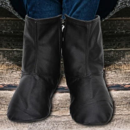 1Pair Muslim Leather Socks, Unisex Socks Zips Stockings, Islamic Thermal Prayer Winter Socks with Fleece Lined Sizes 35 to 45 (41-black) - size: 41