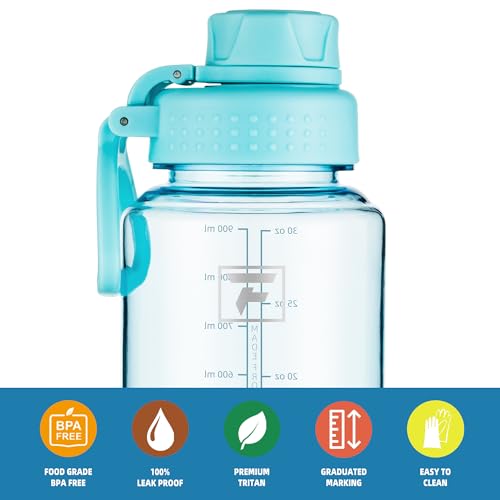 Fanhaw 32 oz Clear BPA-Free Tritan Water Bottle with Fast-Flow Spout Lid, BPA-Free & Leak-Proof Wide-Mouth Reusable Bottle for Gym, School & Office, Back to School Essentials (Baby Blue) - color: Baby Blue