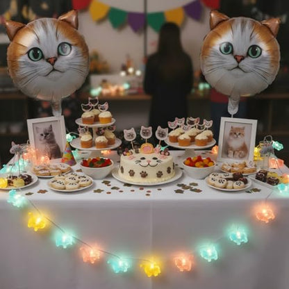 30 LED Cat String Lights 10ft Battery Powered Kitty Fairy Lights for Bedroom, Party, Christmas Decor - style: Cat