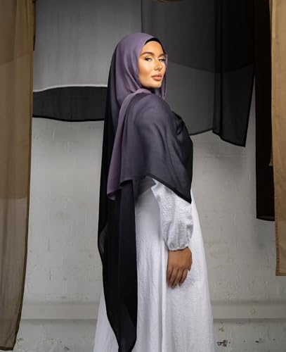 Txmout Ombre Modal Hijab Scarf for Women Muslim, Soft Lightweight Headscarf - color: Black - Purple