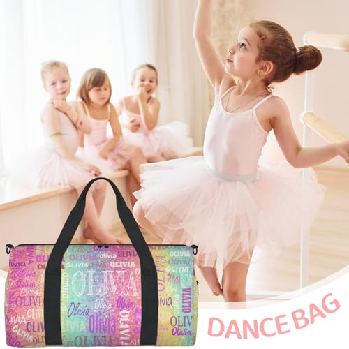 Custom Dance Large Gym Travel Bag Aqua Hot Pink Yellow Bling Glittering | Personalized Sport Sleepover Duffle Bag with Name for Trip - color: Hot Pink Aqua