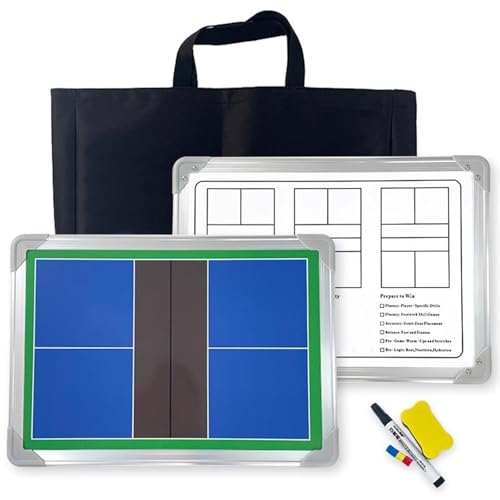 Magnetic Pickleball Coaching Board, Double-Sided Dry Erase Whiteboard, with Storage Bag, Easy to Write and Erase