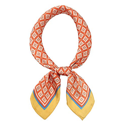 RIIQIICHY Women Head Hair Scarf Like Satin Silk Scarf Sleeping Hair Wrapping Night 27.5" - color: Ginger/Lake Blue/Orange/Red/Khaki