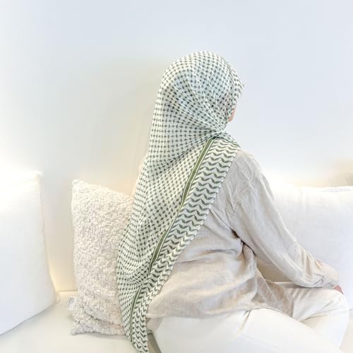 Palestinian Keffiyeh Scarf Wrap for Women Abaya Prayer Shawl Muslim Keffiyeh Printed Chiffon Hijab Scarf