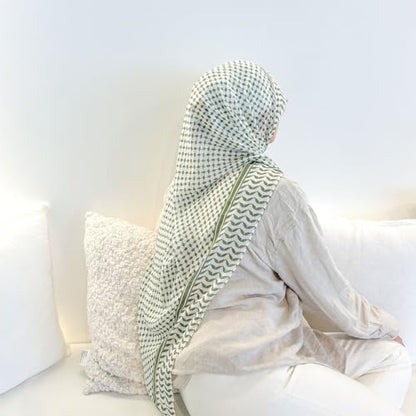Palestinian Keffiyeh Scarf Wrap for Women Abaya Prayer Shawl Muslim Keffiyeh Printed Chiffon Hijab Scarf